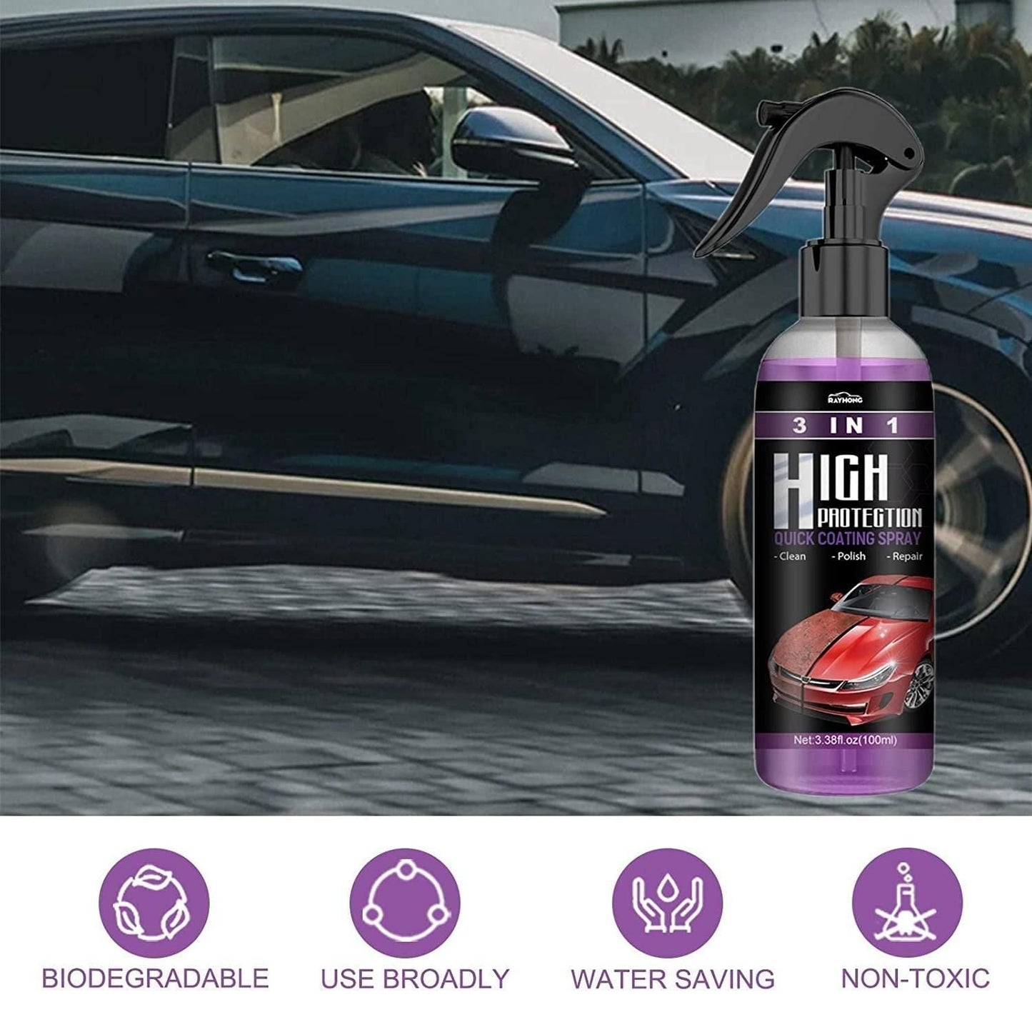 Hydrophobic Polish Nano Coating Agent Car Scratch Spray Cars Polishing for Motorcycles, Boats (Pack of 2) - trendykraft