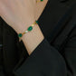 Oval Green Crystal Pendant Necklace Set With Bracelet - trendykraft