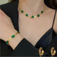 Oval Green Crystal Pendant Necklace Set With Bracelet - trendykraft
