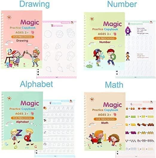 Sank Magic Practice Copybook (4 BOOKS,1 PEN,1 GRIP,10 REFILL) - trendykraft