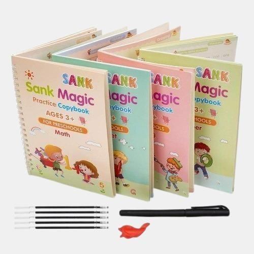Sank Magic Practice Copybook (4 BOOKS,1 PEN,1 GRIP,10 REFILL) - trendykraft